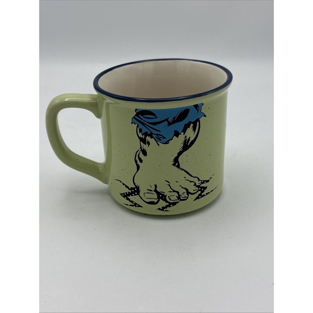 Marvel Universe Hulk SMASH 16 oz Stoneware Green w/ Blue Trim Speckled Mug